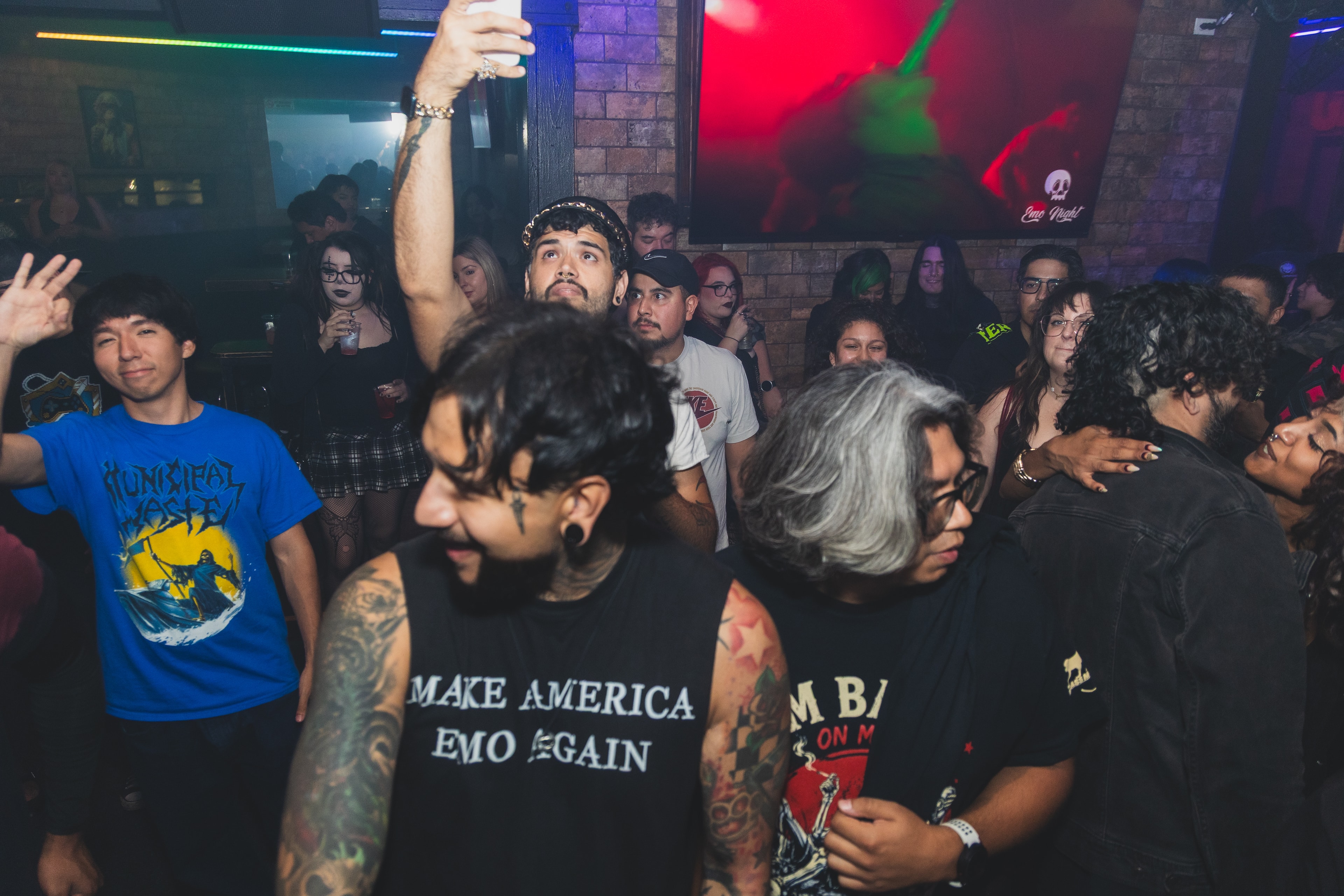 Make America Emo Again shirt in the crowd at SATX Emo Club