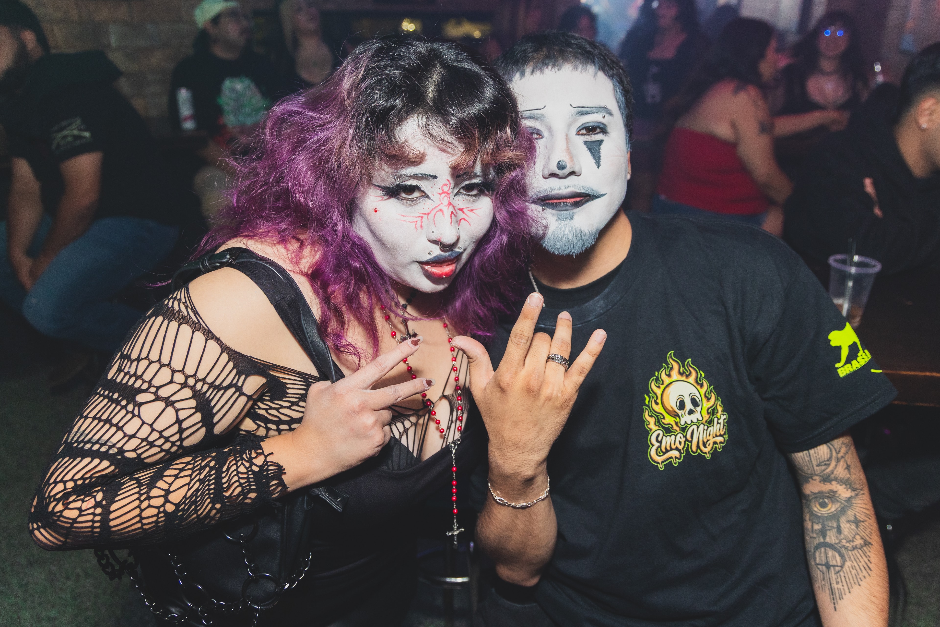 Goth couple with face paint at SATX Emo Club