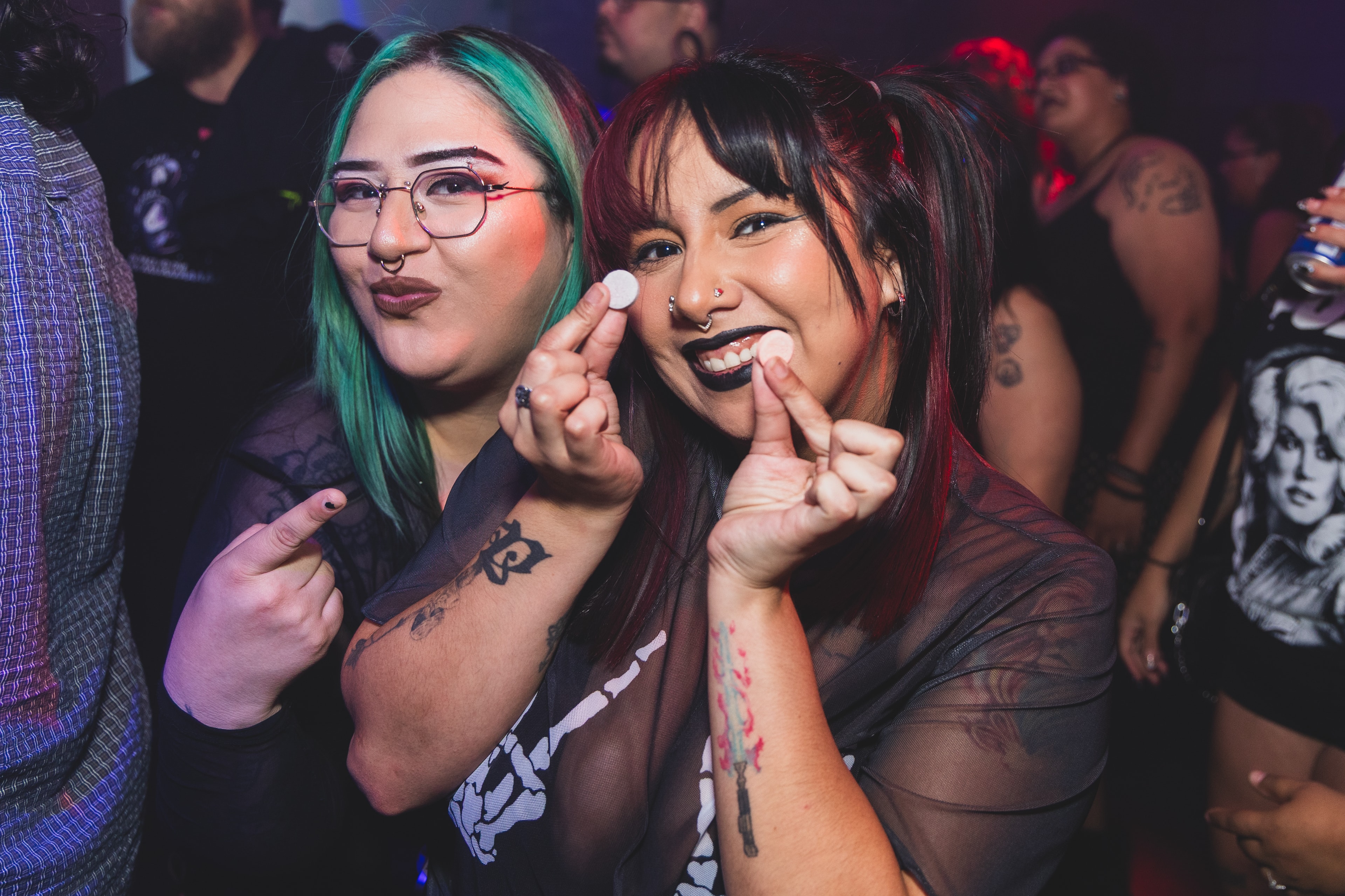 Friends dancing together at SATX Emo Club